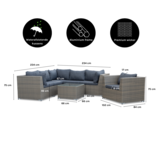 Ontario hoek loungeset met stoel 7 personen | wicker | Ash Grey | 5-delig - 234x234cm