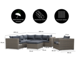 Asker hoek loungeset met stoel 6 personen | wicker | Ash Grey | 5-delig - 240x240cm