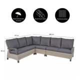 Prato Brick dining loungeset 6 personen | aluminium + wicker | grijs | 4-delig - 280x217cm