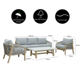 Alora stoel-bank loungeset 5 personen | hardhout + touw | Light Grey | 4-delig