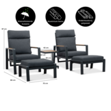 Manhattan lounge balkonset - verstelbaar 2 personen | aluminium + polywood | antraciet | 5-delig