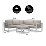 Cordoba hoek loungeset 5 personen | aluminium | wit | 4-delig - 228x228cm