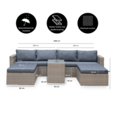 Rio ligbed loungeset modulair 8 personen | wicker | Kobo Grey | 5-delig - 258x193cm