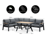 Lola dining loungeset 6 personen | aluminium + polywood | antraciet | 3-delig - 288x220cm