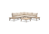 New York hoek loungeset 5 personen | aluminium + hardhout | beige/Light Teaklook | 4-delig - 248x248cm