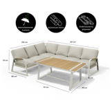Como dining loungeset 6 personen | aluminium + polywood | beige | 4-delig - 271x210cm