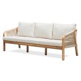 Bergamo stoel-bank loungeset 5 personen | touw + hardhout | zand | 4-delig