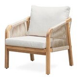 Bergamo stoel-bank loungeset 5 personen | touw + hardhout | zand | 4-delig