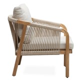 Bergamo stoel-bank loungeset 5 personen | touw + hardhout | zand | 4-delig