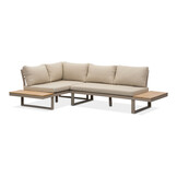 Titan hoek loungeset 4 personen | aluminium + hardhout | beige/Light teaklook | 3-delig - 247x167cm