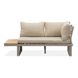 Titan hoek loungeset 4 personen | aluminium + hardhout | beige/Light teaklook | 3-delig - 247x167cm