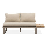 Titan hoek loungeset 4 personen | aluminium + hardhout | beige/Light teaklook | 3-delig - 247x167cm