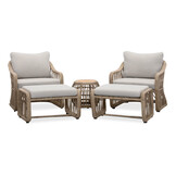 Bruno lounge balkonset 2 personen | wicker + teakhout | Desert Tan | 5-delig