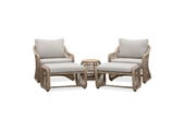 Bruno lounge balkonset 2 personen | wicker + teakhout | Desert Tan | 5-delig