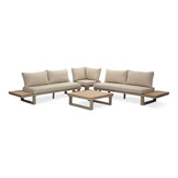 Canyon hoek loungeset 5 personen | aluminium + hardhout | beige | 4-delig - 288x288cm
