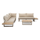 Canyon hoek loungeset 5 personen | aluminium + hardhout | beige | 4-delig - 288x288cm