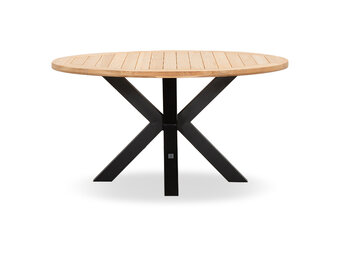 Cleve dining tuintafel 6 personen | teakhout + aluminium | Natural Teak/antraciet | Ø140cm rond