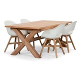 Riga/Karlstad wit dining tuinset | 4 personen | teakhout + kunststof | 200cm