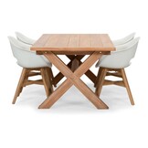 Riga/Karlstad wit dining tuinset | 4 personen | teakhout + kunststof | 200cm