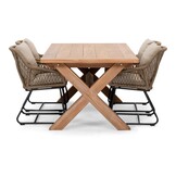 Riga/Portofino Sahara Dust dining tuinset | 4 personen | teakhout + touw | 200cm