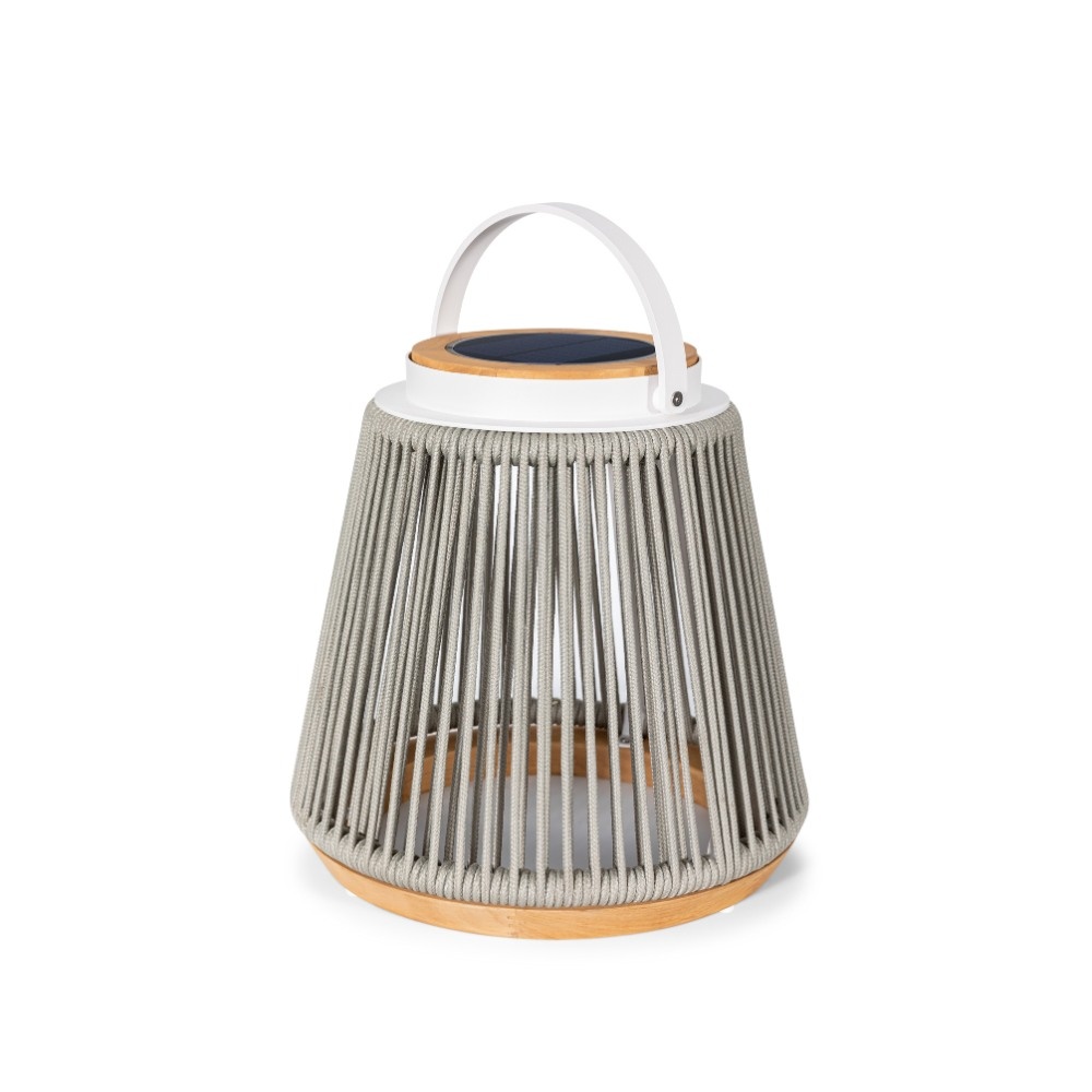 Rocca sfeerlamp tuin solar | aluminium + teakhout | grijs | 37cm
