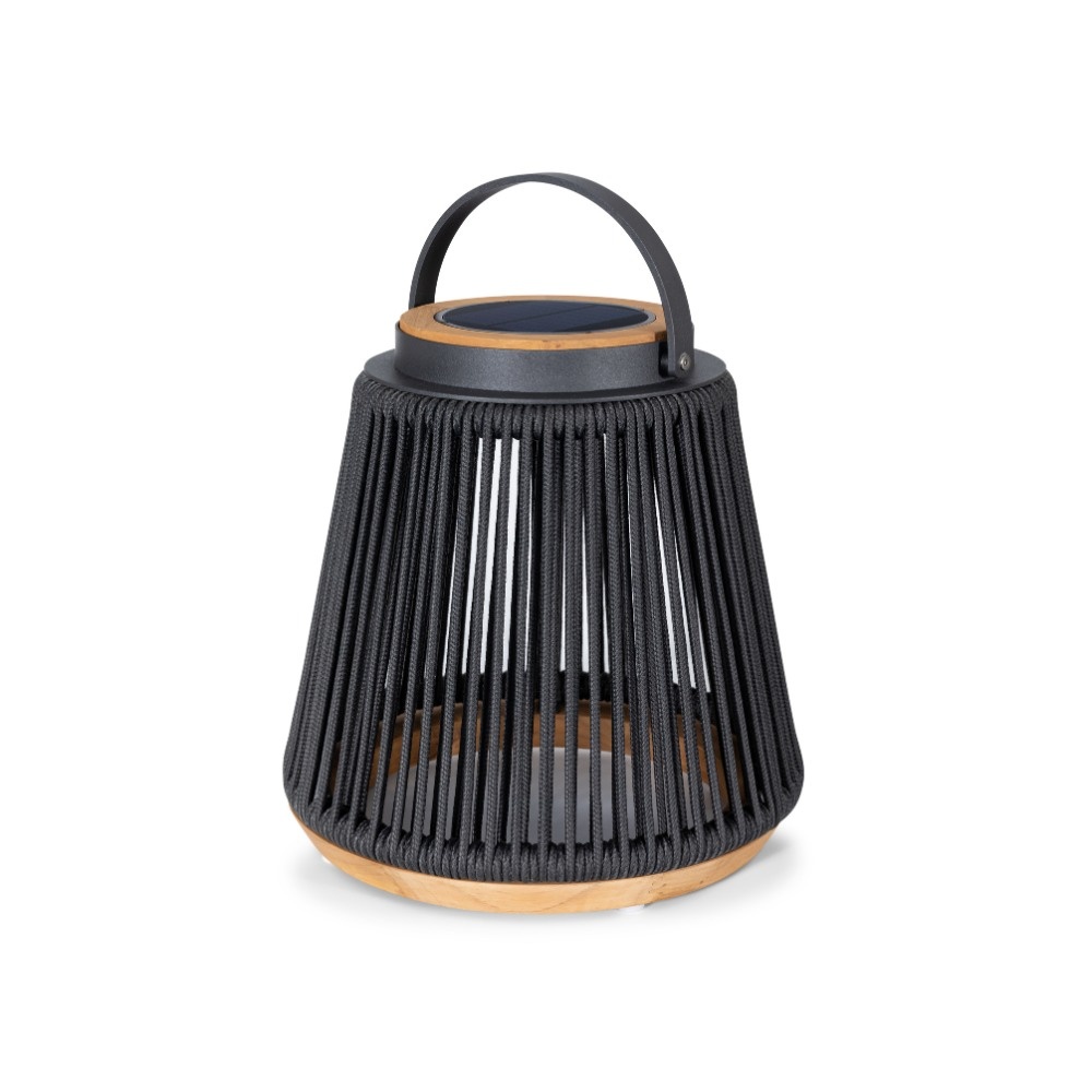 Rocca sfeerlamp tuin solar | aluminium + teakhout | antraciet | 37cm