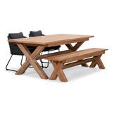 Riga/Ropera Lava Grey stoel-bank dining tuinset | 4 personen | hardhout + touw | 200cm