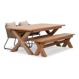 Riga/Ropera Sahara Dust stoel-bank dining tuinset | 4 personen | hardhout + touw | 200cm
