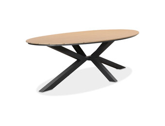Dallas dining tuintafel 6 personen | polywood + aluminium | Natural Wood/antraciet | 220cm