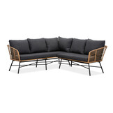 Flow hoek loungeset 5 personen | wicker + aluminium | Bamboo antraciet | 2-delig - 210x210cm