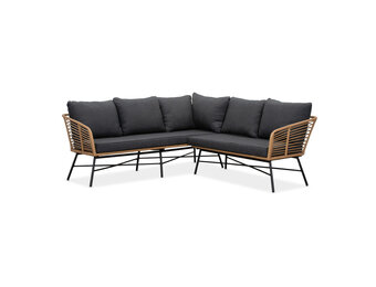 Flow hoek loungeset 5 personen | wicker + aluminium | Bamboo antraciet | 2-delig - 210x210cm