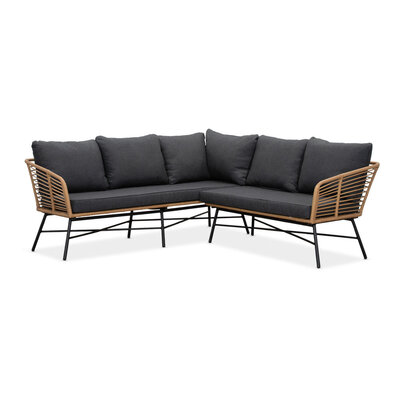 Flow hoek loungeset 5 personen | wicker + aluminium | Bamboo antraciet | 2-delig - 210x210cm