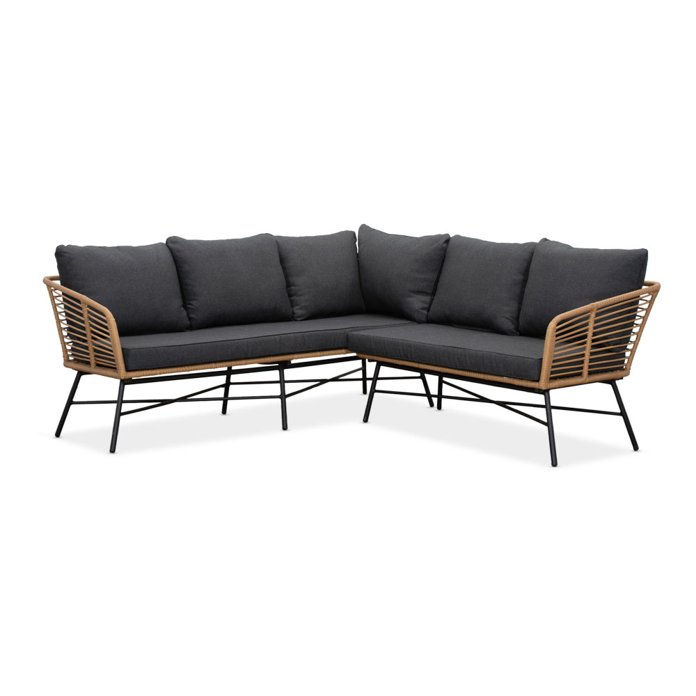 Flow hoek loungeset 5 personen | wicker + aluminium | Bamboo antraciet | 2-delig - 210x210cm