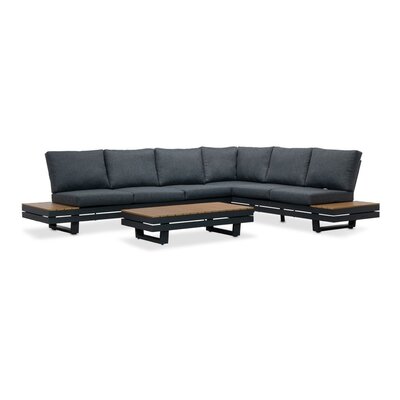 Vegas hoek loungeset-rechts 6 personen | aluminium + polywood | antraciet | 4-delig - 311x230cm