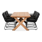 Riga/Harper Lava Grey dining tuinset | 6 personen | teakhout + touw | 250cm
