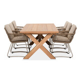 Riga/Harper Sahara Dust dining tuinset | 6 personen | teakhout + touw | 250cm