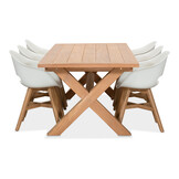 Riga/Karlstad wit dining tuinset | 6 personen | teakhout + kunststof | 250cm