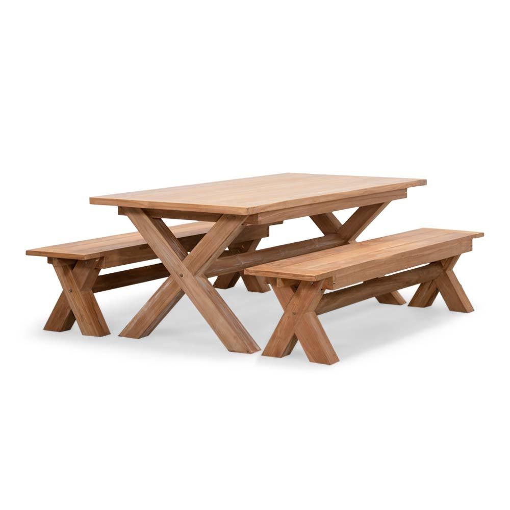 Riga picknick dining tuinset | 4 personen | hardhout | 200cm afbeelding