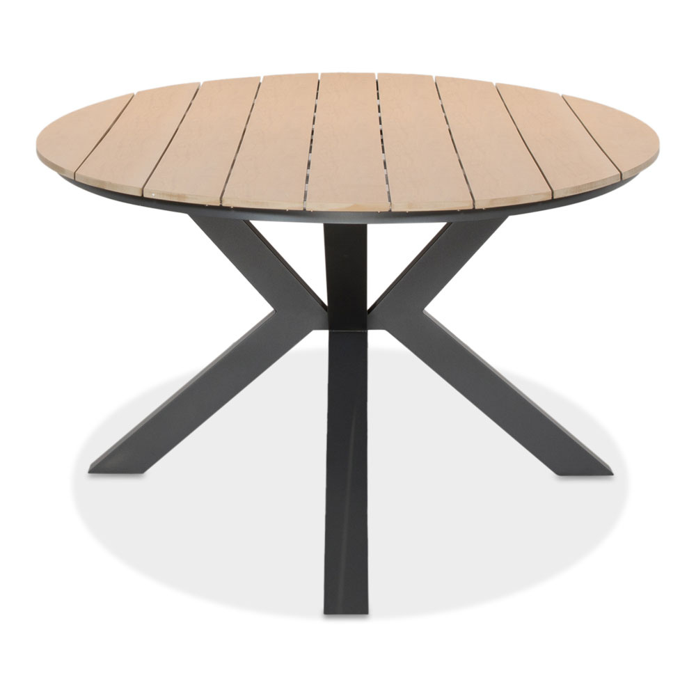 Dallas antraciet/Harper Sandstone dining tuinset | 6 personen | polywood + touw | 220cm