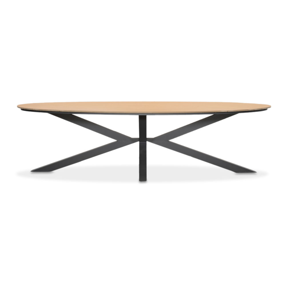 Dallas antraciet/Harper Sandstone dining tuinset | 6 personen | polywood + touw | 220cm