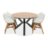 Dallas antraciet/Karlstad wit dining tuinset | 6 personen | polywood + kunststof | 220cm