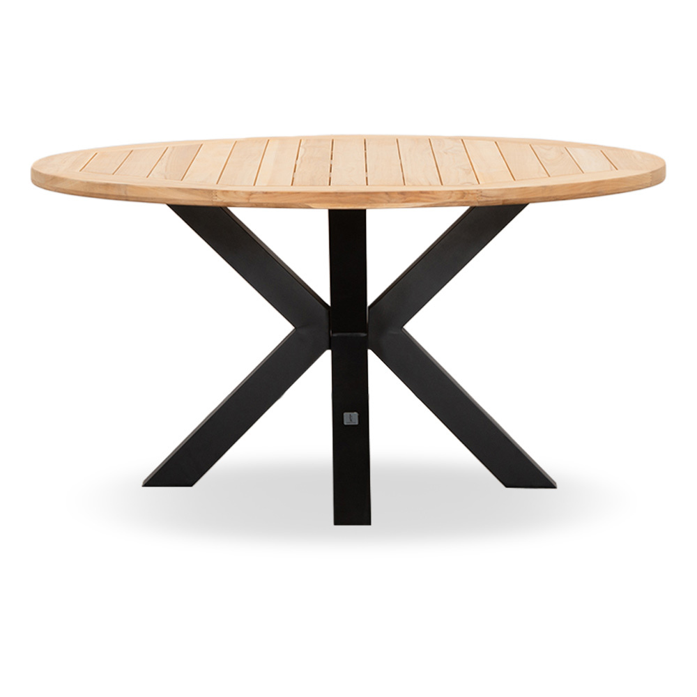 Cleve/Tulum Lava Grey dining tuinset 6-delig | teakhout + touw | 140cm rond