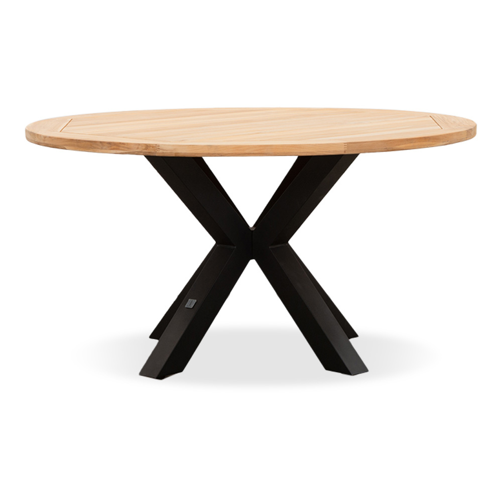 Cleve/Tulum Lava Grey dining tuinset 6-delig | teakhout + touw | 140cm rond
