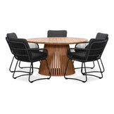 Palau/Harper Lava Grey dining tuinset | 5 personen | teakhout + touw | 140cm