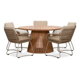 Palau/Harper Sandstone dining tuinset | 5 personen | teakhout + touw | 140cm