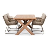 Riga/Harper Sahara Dust dining tuinset | 4 personen | teakhout + touw | 200cm
