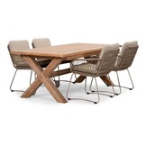 Riga/Harper Sandstone dining tuinset | 4 personen | teakhout + touw | 200cm