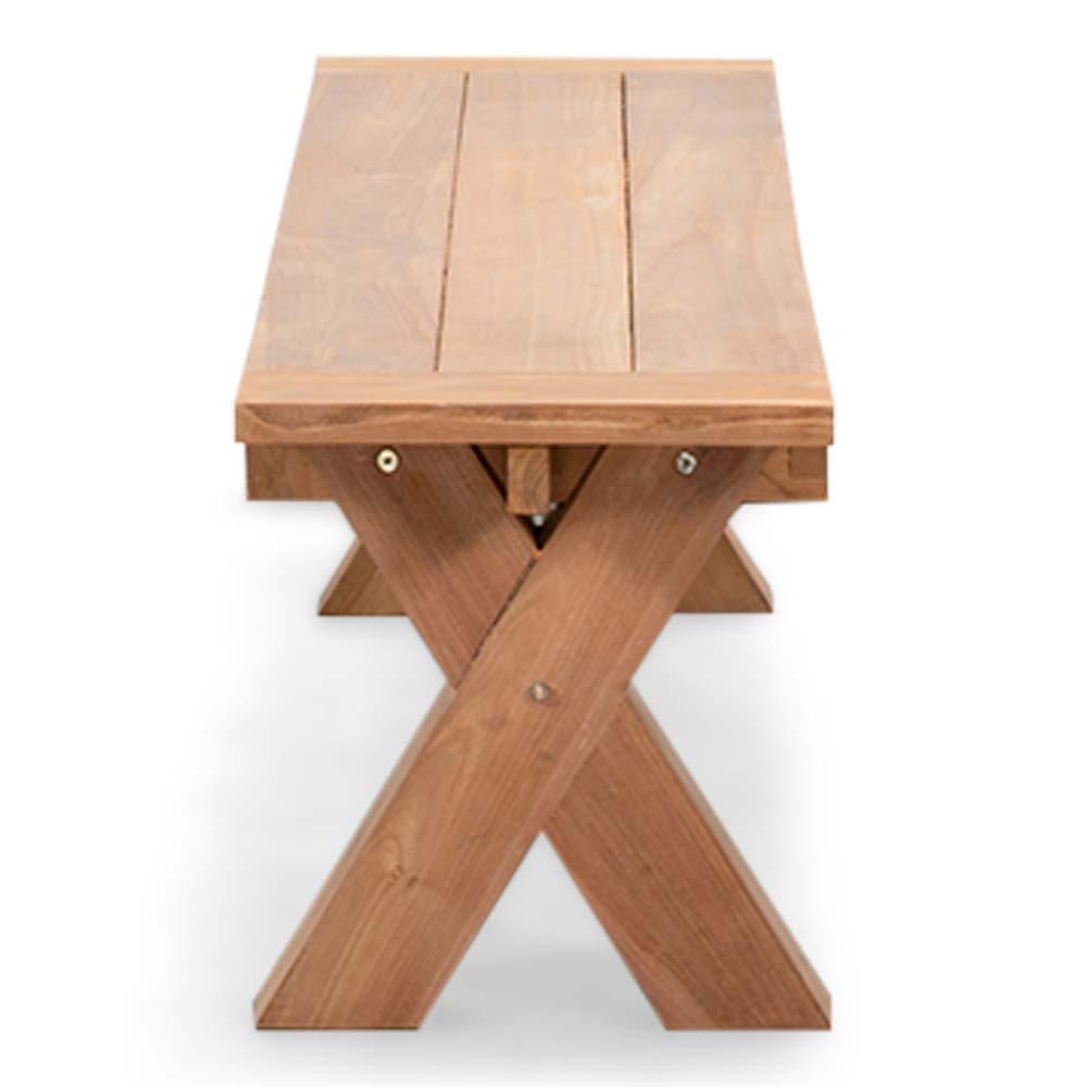 Riga/Harper Sandstone stoel-bank dining tuinset | 4 personen | hardhout + touw | 200cm