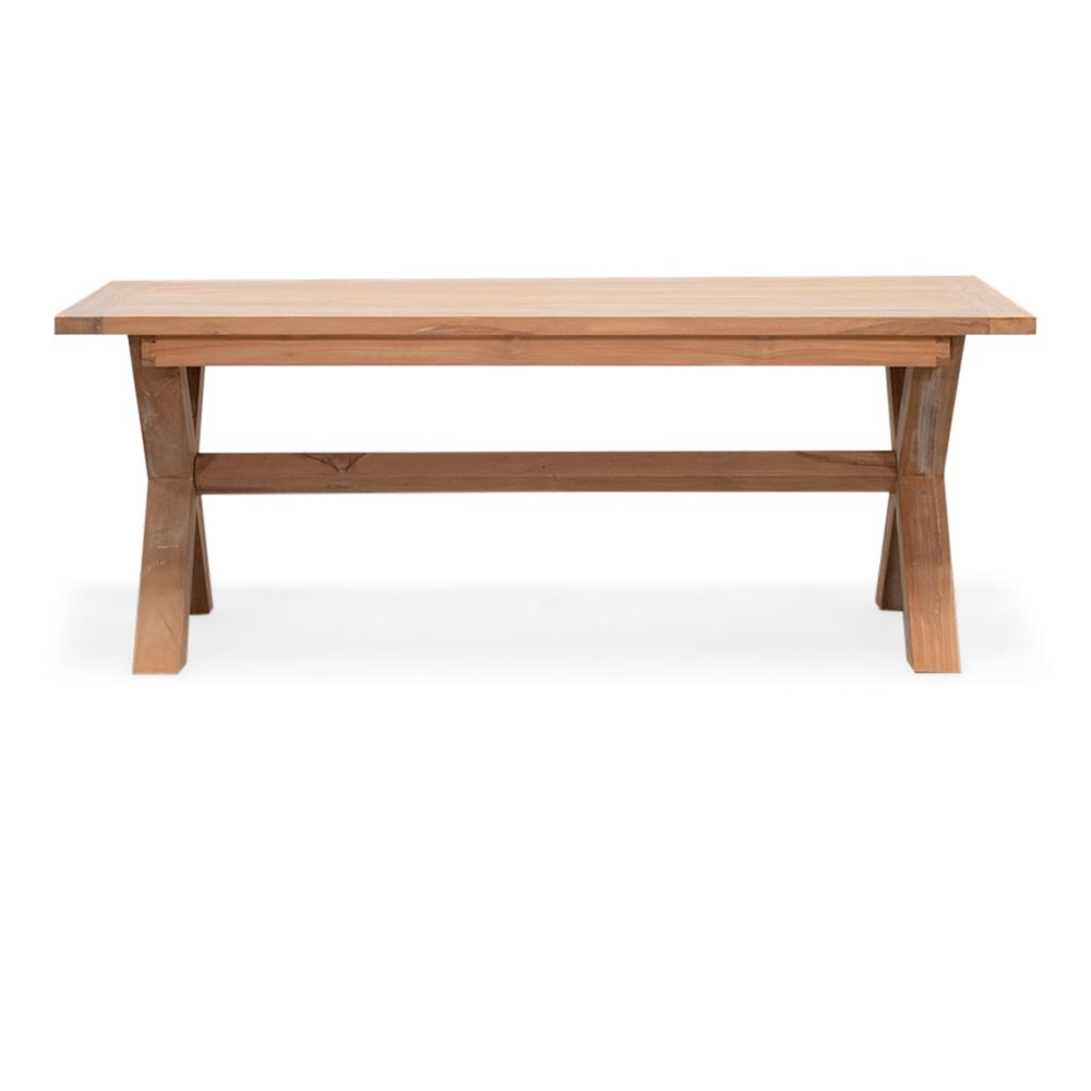 Riga/Harper Sandstone stoel-bank dining tuinset | 4 personen | hardhout + touw | 200cm