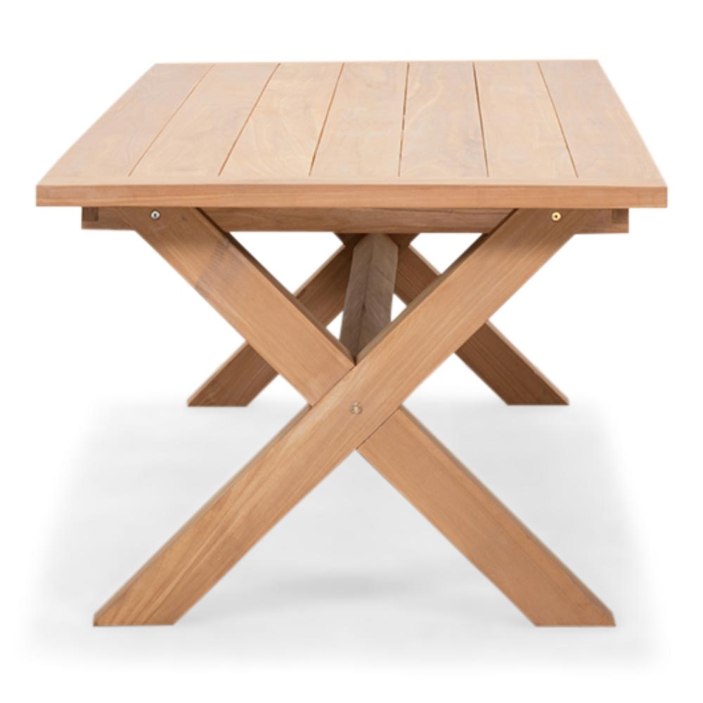 Riga/Harper Sandstone stoel-bank dining tuinset | 6 personen | hardhout + touw | 250cm